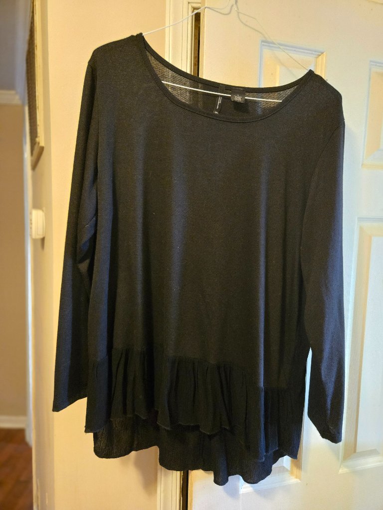 New Direction Woman 1 X Black Babydoll Style Black Cotton Knit & Gauze Material